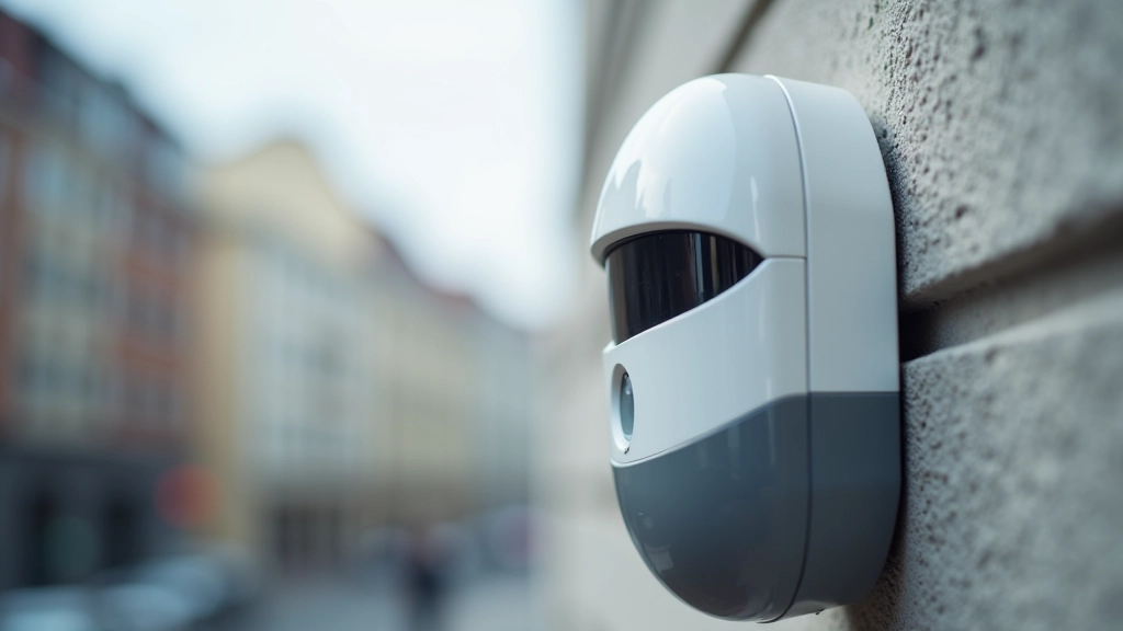 Kompakta gaisa kvalitātes sensora instalācija uz ēkas fasādes ar elektroniku redzama